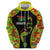 Personalised Vanuatu Running Zip Hoodie Footprint and Hibiscus Polynesian Style