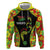 Personalised Vanuatu Running Zip Hoodie Footprint and Hibiscus Polynesian Style