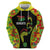 Personalised Vanuatu Running Zip Hoodie Footprint and Hibiscus Polynesian Style