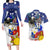 Filipino American History Month Couples Matching Long Sleeve Bodycon Dress and Hawaiian Shirt Filipino Coat Of Arms and American Eagle Splash Style LT03 Blue - Polynesian Pride