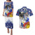 Filipino American History Month Couples Matching Puletasi Dress and Hawaiian Shirt Filipino Coat Of Arms and American Eagle Splash Style LT03 Blue - Polynesian Pride