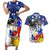 Filipino American History Month Couples Matching Short Sleeve Bodycon Dress and Hawaiian Shirt Filipino Coat Of Arms and American Eagle Splash Style LT03 Blue - Polynesian Pride