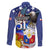 Filipino American History Month Family Matching Off Shoulder Long Sleeve Dress and Hawaiian Shirt Filipino Coat Of Arms and American Eagle Splash Style LT03 - Polynesian Pride