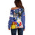 Filipino American History Month Off Shoulder Sweater Filipino Coat Of Arms and American Eagle Splash Style LT03 - Polynesian Pride