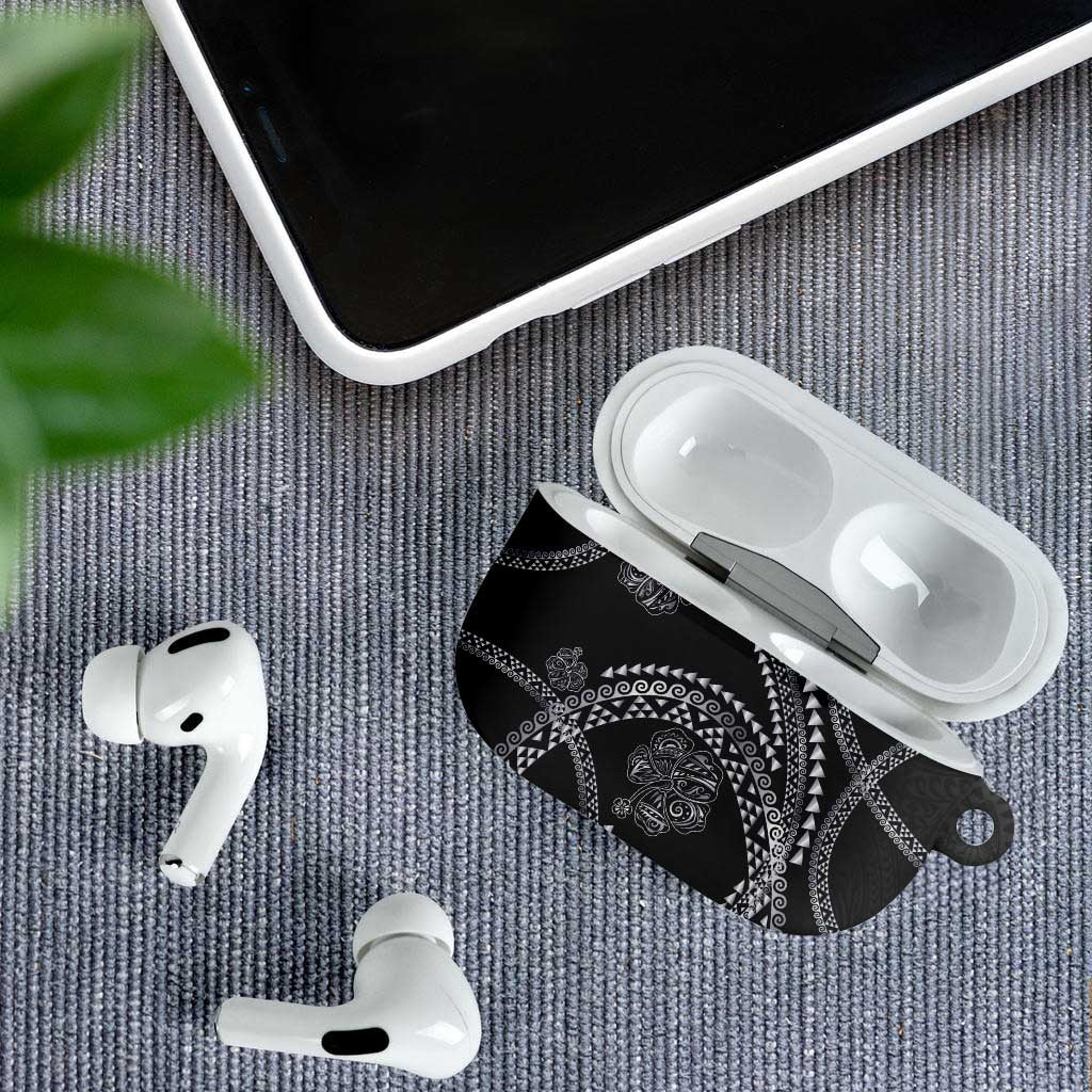 Hawaiian Kakau Art and Hisbiscus Tattoo AirPods Case Tribal Pattern-Silver Style LT03 - Polynesian Pride