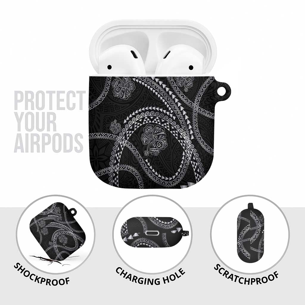 Hawaiian Kakau Art and Hisbiscus Tattoo AirPods Case Tribal Pattern-Silver Style LT03 - Polynesian Pride