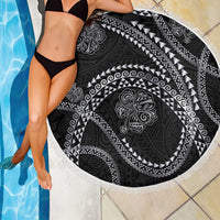 Hawaiian Kakau Art and Hisbiscus Tattoo Beach Blanket Tribal Pattern-Silver Style LT03 - Polynesian Pride