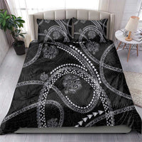 Hawaiian Kakau Art and Hisbiscus Tattoo Bedding Set Tribal Pattern-Silver Style LT03 - Polynesian Pride