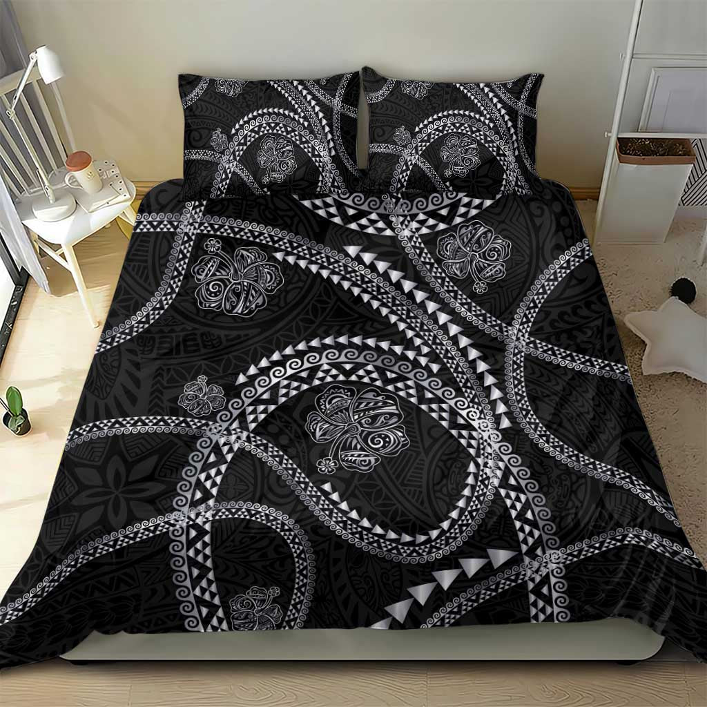 Hawaiian Kakau Art and Hisbiscus Tattoo Bedding Set Tribal Pattern-Silver Style LT03 - Polynesian Pride