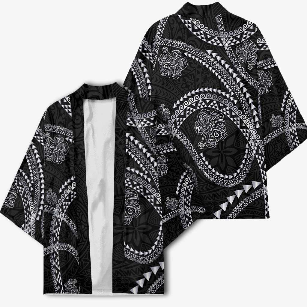 Hawaiian Kakau Art and Hisbiscus Tattoo Kimono Tribal Pattern-Silver Style LT03 - Polynesian Pride