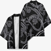 Hawaiian Kakau Art and Hisbiscus Tattoo Kimono Tribal Pattern-Silver Style LT03 - Polynesian Pride