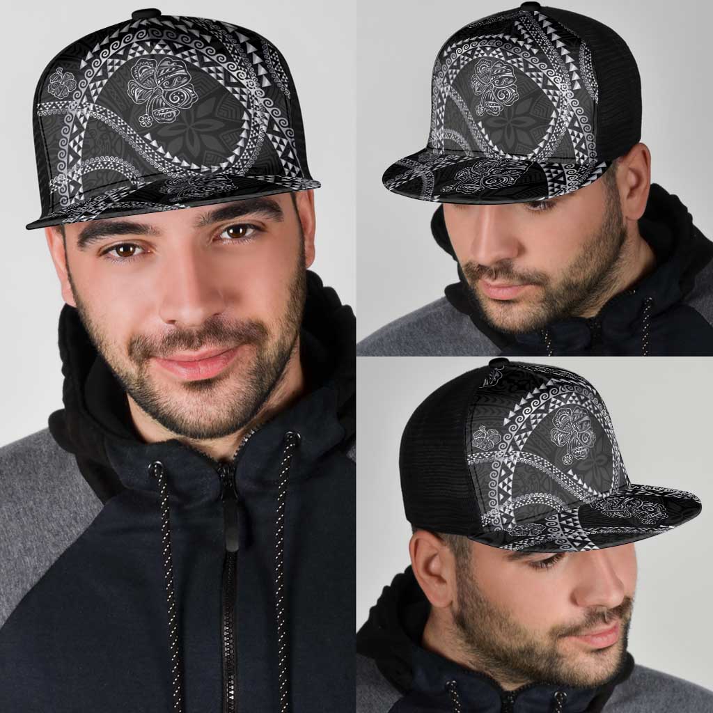 Hawaiian Kakau Art and Hisbiscus Tattoo Mesh Trucker Cap Tribal Pattern-Silver Style LT03 - Polynesian Pride