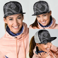 Hawaiian Kakau Art and Hisbiscus Tattoo Mesh Trucker Cap Tribal Pattern-Silver Style LT03 - Polynesian Pride
