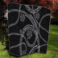 Hawaiian Kakau Art and Hibiscus Tattoo Quilt Tribal Pattern-Silver Style LT03 - Polynesian Pride