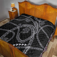 Hawaiian Kakau Art and Hibiscus Tattoo Quilt Tribal Pattern-Silver Style LT03 - Polynesian Pride