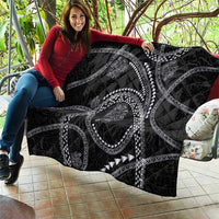 Hawaiian Kakau Art and Hibiscus Tattoo Quilt Tribal Pattern-Silver Style LT03 - Polynesian Pride