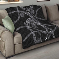 Hawaiian Kakau Art and Hibiscus Tattoo Quilt Tribal Pattern-Silver Style LT03 - Polynesian Pride