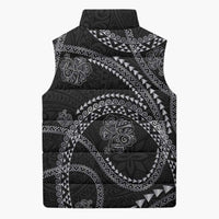 Hawaiian Kakau Art and Hisbiscus Tattoo Sleeveless Puffer Jacket Tribal Pattern-Silver Style LT03 - Polynesian Pride