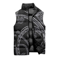 Hawaiian Kakau Art and Hisbiscus Tattoo Sleeveless Puffer Jacket Tribal Pattern-Silver Style LT03 - Polynesian Pride