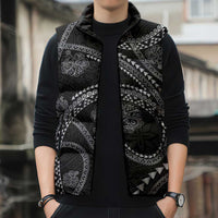 Hawaiian Kakau Art and Hisbiscus Tattoo Sleeveless Puffer Jacket Tribal Pattern-Silver Style LT03 - Polynesian Pride