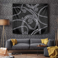 Hawaiian Kakau Art and Hibiscus Tattoo Tapestry Tribal Pattern-Silver Style LT03 Black - Polynesian Pride