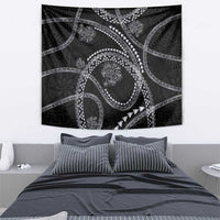 Hawaiian Kakau Art and Hibiscus Tattoo Tapestry Tribal Pattern-Silver Style LT03 - Polynesian Pride