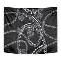 Hawaiian Kakau Art and Hibiscus Tattoo Tapestry Tribal Pattern-Silver Style LT03 - Polynesian Pride