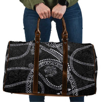 Hawaiian Kakau Art and Hisbiscus Tattoo Travel Bag Tribal Pattern-Silver Style LT03 Black - Polynesian Pride