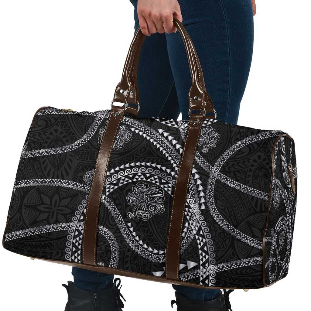 Hawaiian Kakau Art and Hisbiscus Tattoo Travel Bag Tribal Pattern-Silver Style LT03 - Polynesian Pride