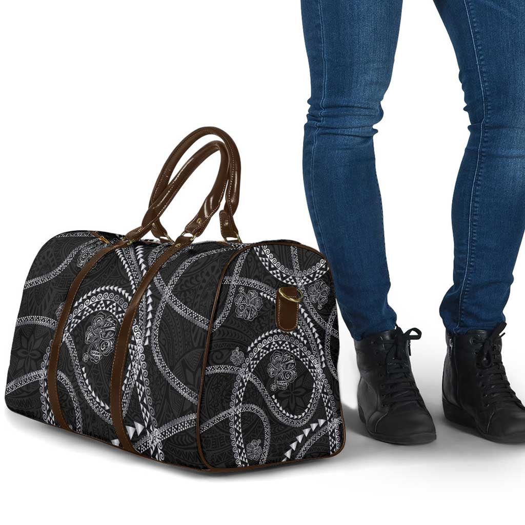 Hawaiian Kakau Art and Hisbiscus Tattoo Travel Bag Tribal Pattern-Silver Style LT03 - Polynesian Pride