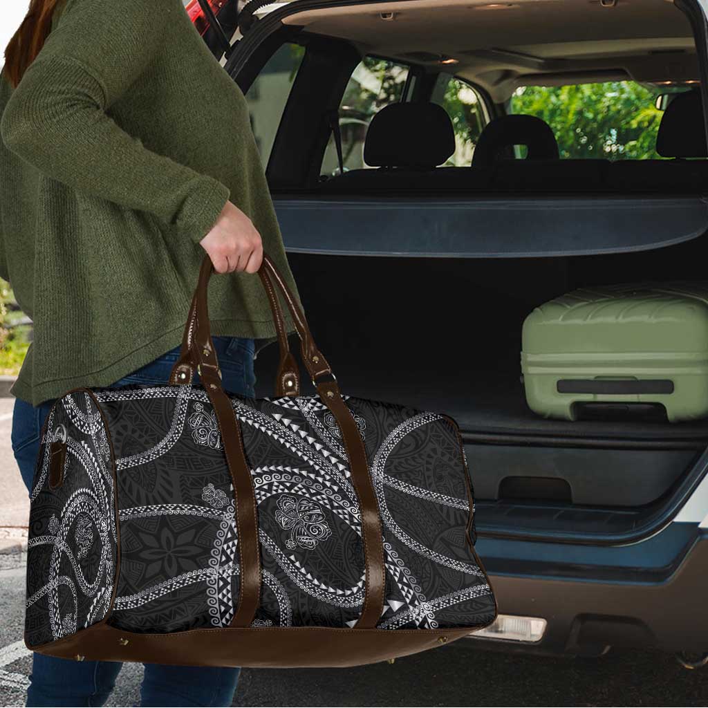 Hawaiian Kakau Art and Hisbiscus Tattoo Travel Bag Tribal Pattern-Silver Style LT03 - Polynesian Pride