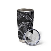 Hawaiian Kakau Art and Hibiscus Tattoo Tumbler Cup Tribal Pattern-Silver Style LT03 - Polynesian Pride