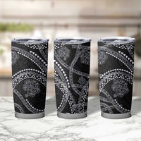 Hawaiian Kakau Art and Hibiscus Tattoo Tumbler Cup Tribal Pattern-Silver Style LT03 - Polynesian Pride