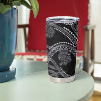 Hawaiian Kakau Art and Hibiscus Tattoo Tumbler Cup Tribal Pattern-Silver Style LT03 - Polynesian Pride