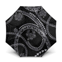 Hawaiian Kakau Art and Hisbiscus Tattoo Umbrella Tribal Pattern-Silver Style LT03 One Size Folded 11.42 inch Opened Diameter 37.4 inch Black - Polynesian Pride