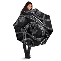 Hawaiian Kakau Art and Hisbiscus Tattoo Umbrella Tribal Pattern-Silver Style LT03 - Polynesian Pride