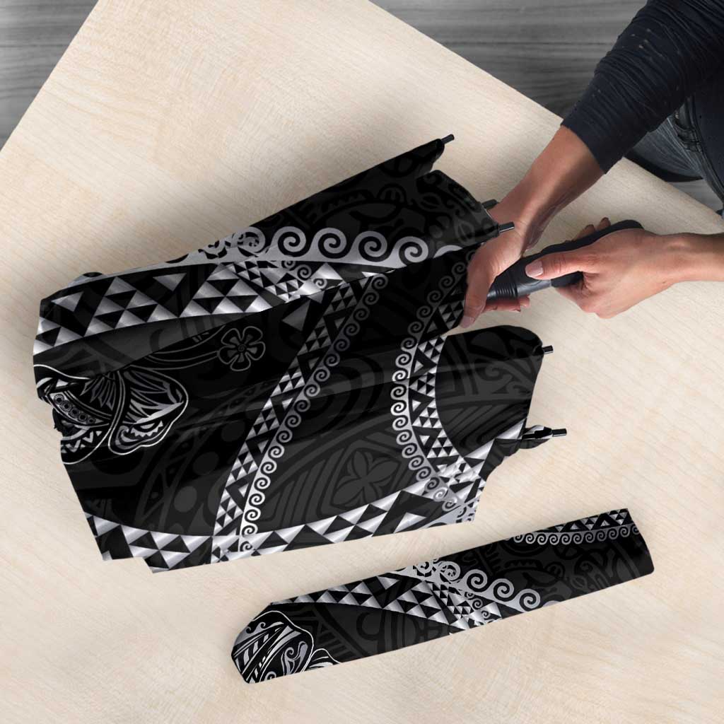 Hawaiian Kakau Art and Hisbiscus Tattoo Umbrella Tribal Pattern-Silver Style LT03 - Polynesian Pride