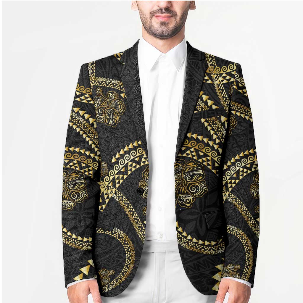 Hawaiian Kakau Art and Hisbiscus Tattoo Blazer Tribal Pattern-Gold Style LT03 - Polynesian Pride