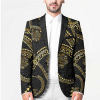 Hawaiian Kakau Art and Hisbiscus Tattoo Blazer Tribal Pattern-Gold Style LT03 - Polynesian Pride