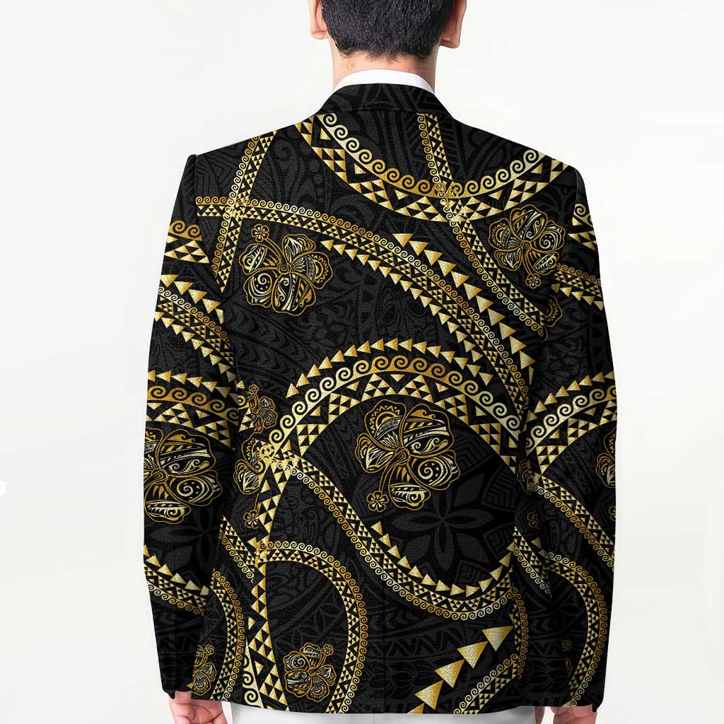 Hawaiian Kakau Art and Hisbiscus Tattoo Blazer Tribal Pattern-Gold Style LT03 - Polynesian Pride