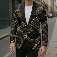 Hawaiian Kakau Art and Hisbiscus Tattoo Blazer Tribal Pattern-Gold Style LT03 - Polynesian Pride