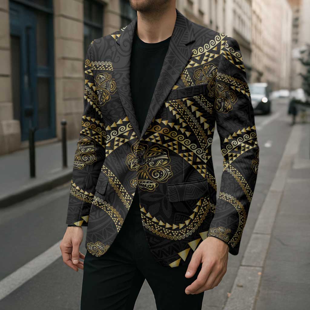 Hawaiian Kakau Art and Hisbiscus Tattoo Blazer Tribal Pattern-Gold Style LT03 - Polynesian Pride