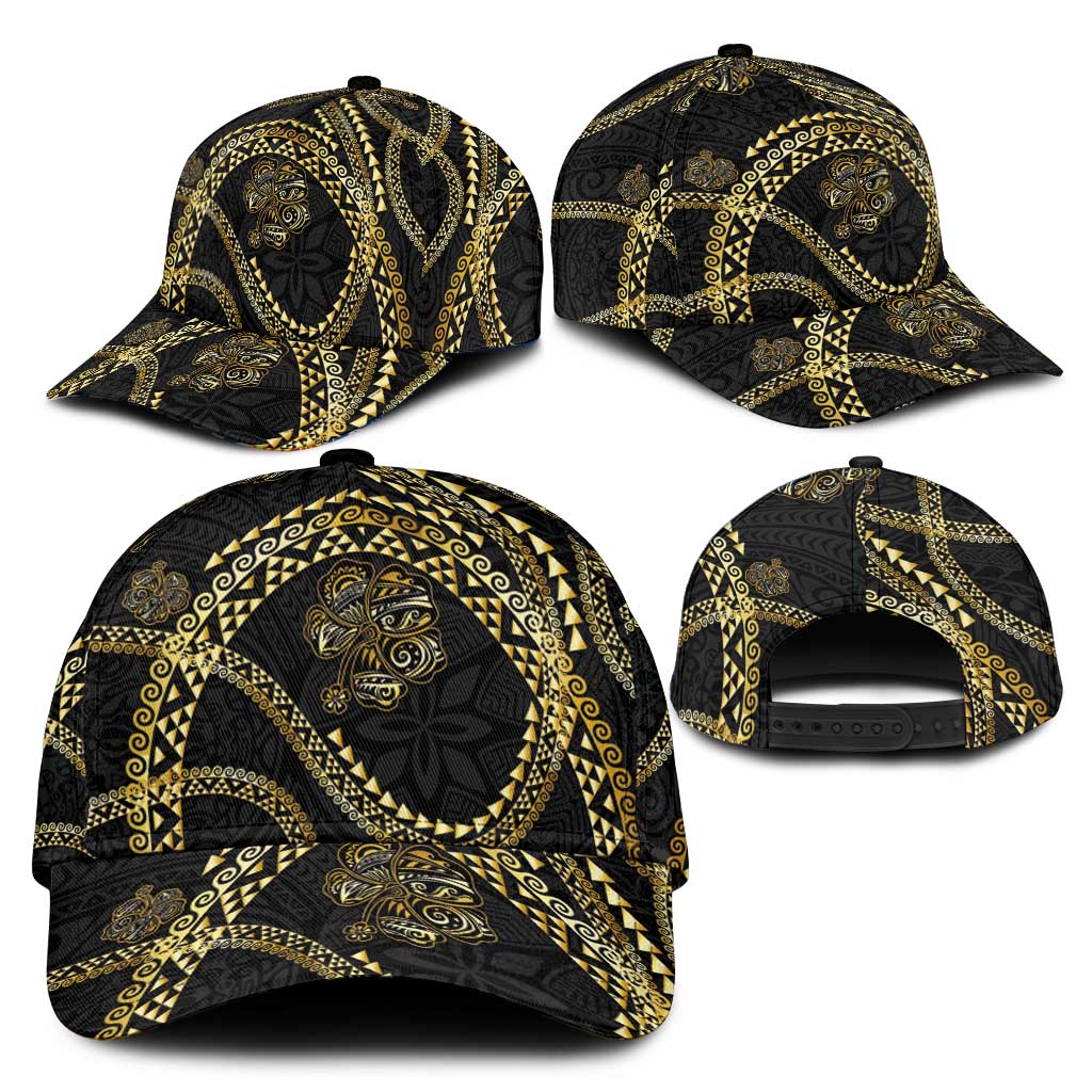 Hawaiian Kakau Art and Hisbiscus Tattoo Classic Cap Tribal Pattern-Gold Style LT03 - Polynesian Pride