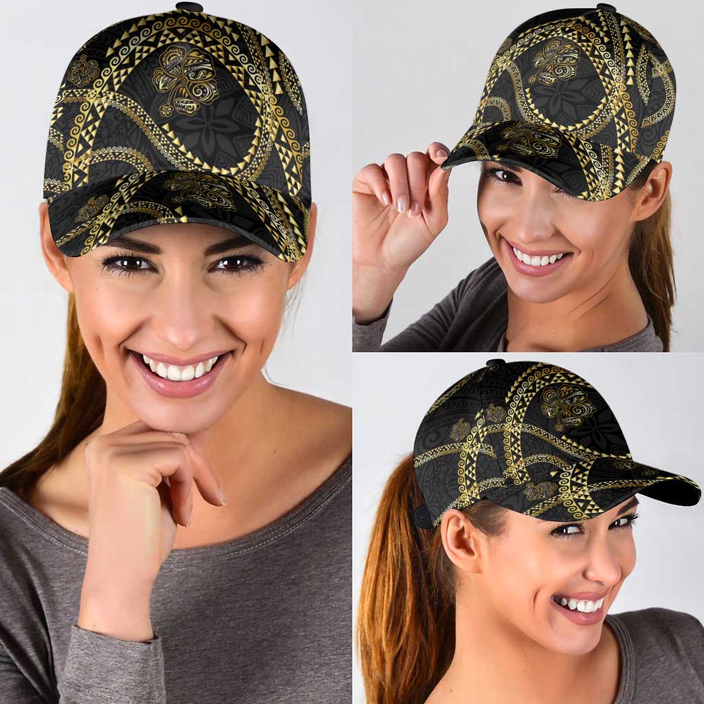 Hawaiian Kakau Art and Hisbiscus Tattoo Classic Cap Tribal Pattern-Gold Style LT03 - Polynesian Pride