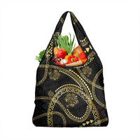 Hawaiian Kakau Art and Hibiscus Tattoo Grocery Bag Tribal Pattern-Gold Style LT03 1-pack One Size Black - Polynesian Pride