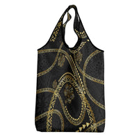 Hawaiian Kakau Art and Hibiscus Tattoo Grocery Bag Tribal Pattern-Gold Style LT03 - Polynesian Pride
