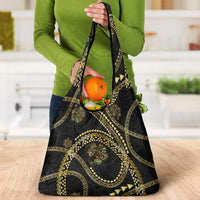 Hawaiian Kakau Art and Hibiscus Tattoo Grocery Bag Tribal Pattern-Gold Style LT03 - Polynesian Pride