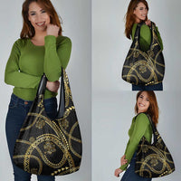 Hawaiian Kakau Art and Hibiscus Tattoo Grocery Bag Tribal Pattern-Gold Style LT03 - Polynesian Pride