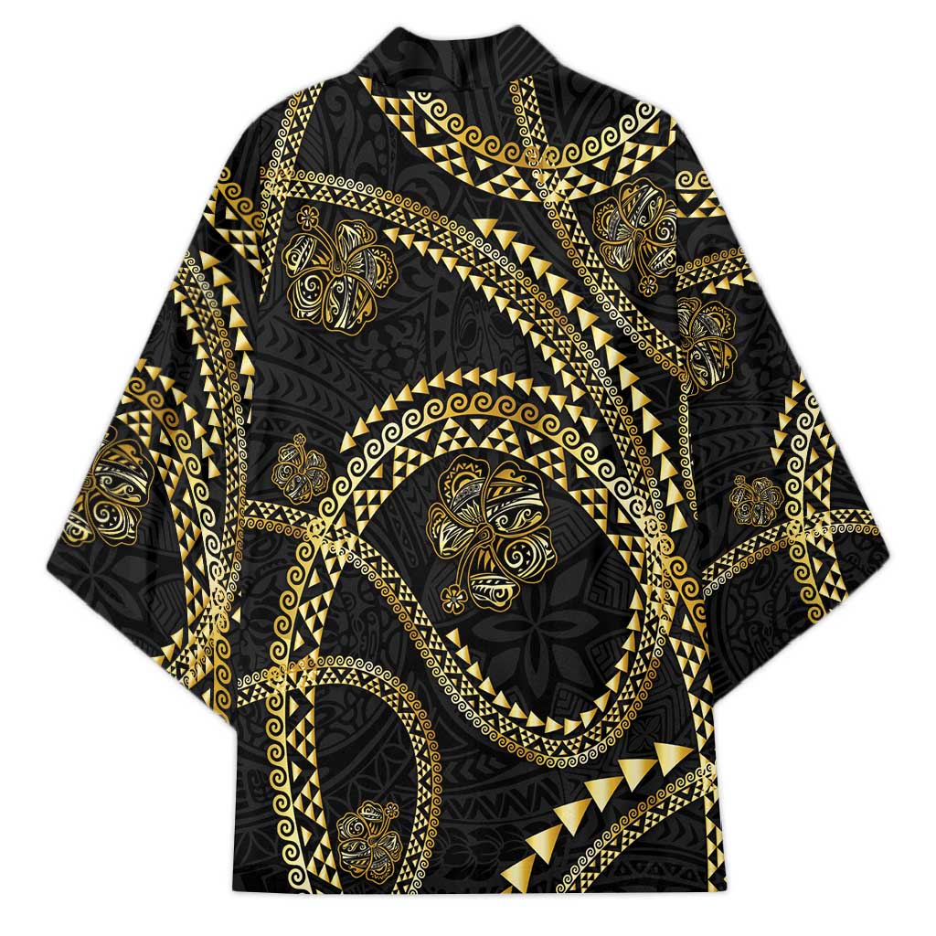 Hawaiian Kakau Art and Hisbiscus Tattoo Kimono Tribal Pattern-Gold Style LT03 - Polynesian Pride