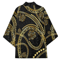 Hawaiian Kakau Art and Hisbiscus Tattoo Kimono Tribal Pattern-Gold Style LT03 - Polynesian Pride